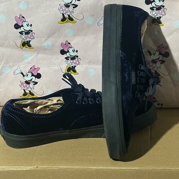 Vans Velvet Sneakers in Black and Navy - Picture 2 of 6